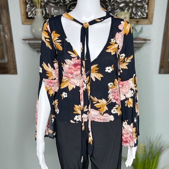 Billabong Lust Linger Long Sleeve Blouse Size Sm - Picture 1 of 15